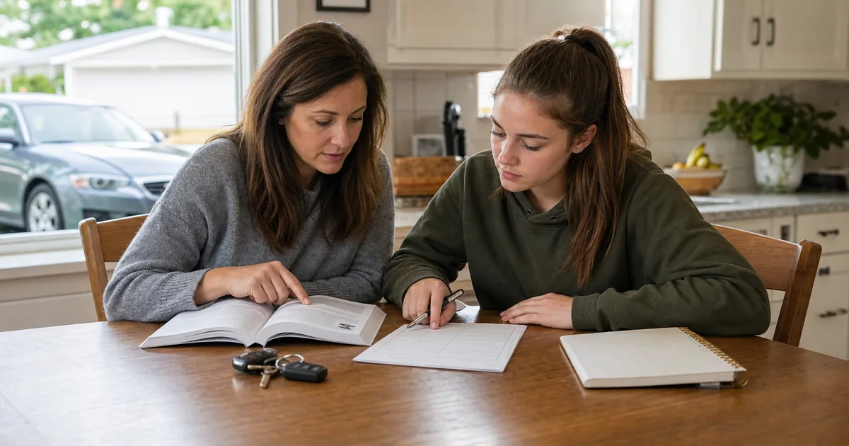 Parent and teen planning learner permit requirements and supervised driving
