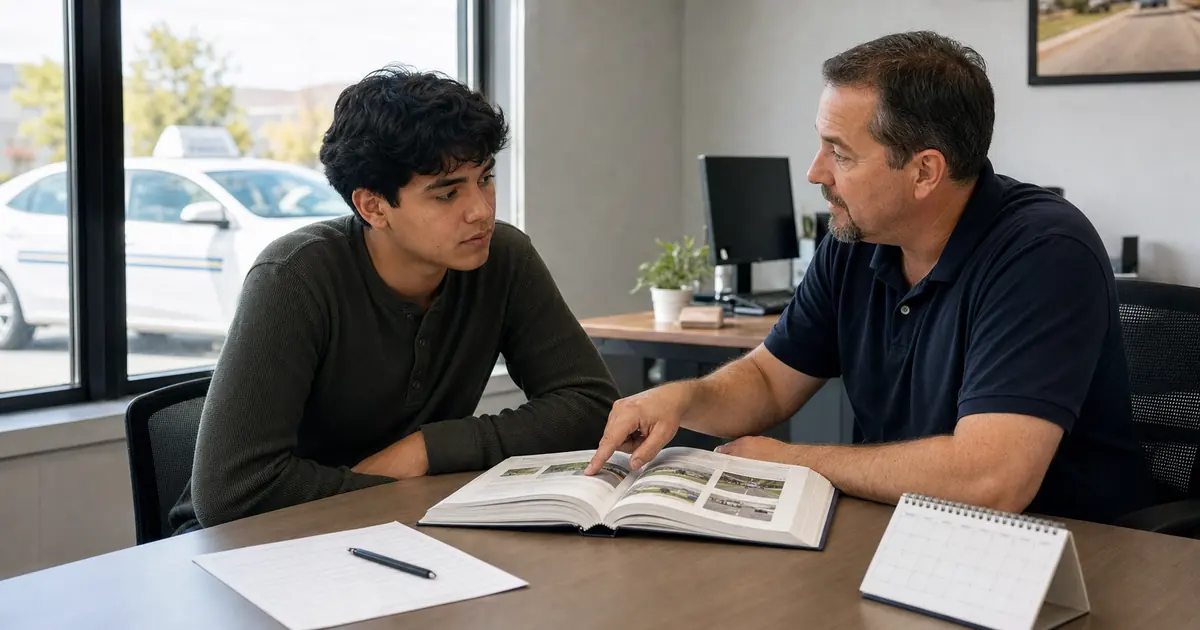 Learner asking an instructor whether driver's education is required before the permit test