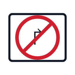 No Right Turn regulatory road sign