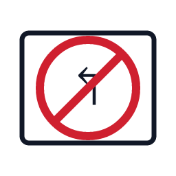 No Left Turn regulatory road sign