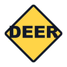 Deer / Animal Crossing warning road sign