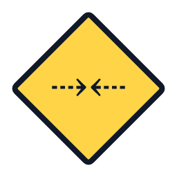 Road Narrows warning road sign