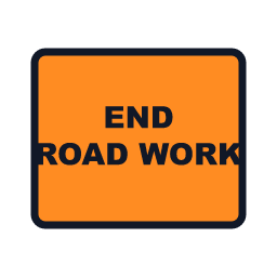 End Road Work work zone road sign