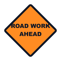 Road Work Ahead work zone road sign
