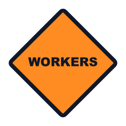 Workers Ahead work zone road sign