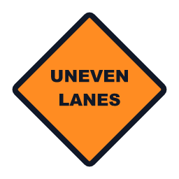 Uneven Lanes / Pavement work zone road sign