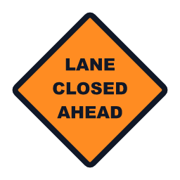 Lane Closed Ahead work zone road sign